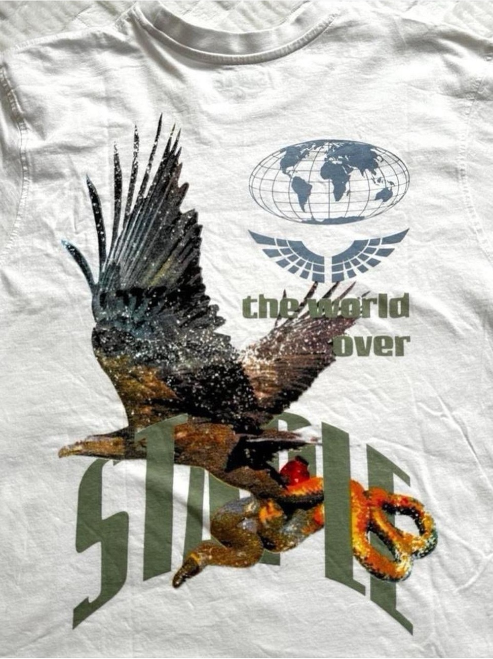 Jeff Stalpe Bird Graphic Tee with Multicolor Eagle Design M